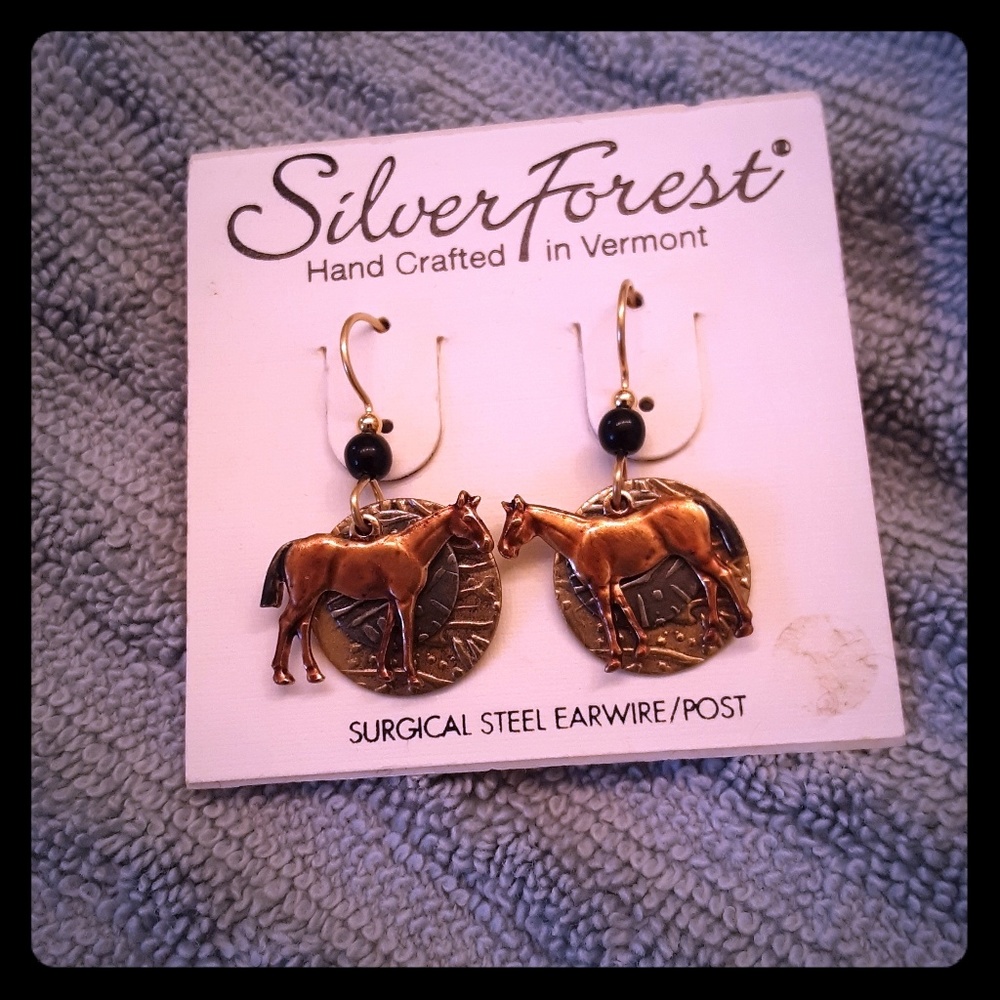 Horse earrings in various metals